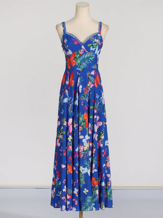 Floral Butterfly Sleeveless Long  Dress