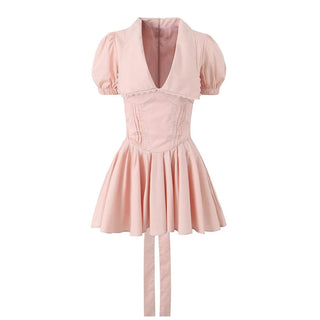 V Neck Charm Mini Dress