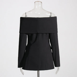 Elegant Off-Shoulder Blazer Jacket