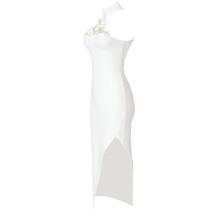 Grecian Lily Bandage Flower Long Dress