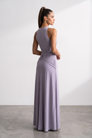 Ruched Twist Waist Sleeveless Long Dress