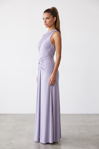 Ruched Twist Waist Sleeveless Long Dress