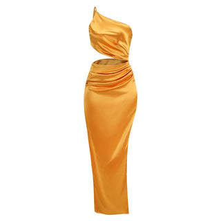 Isabella One Shoulder Satin Long Dress