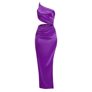 Isabella One Shoulder Satin Long Dress