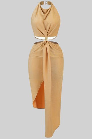 Rosy Slim Fit Backless Midi Dress