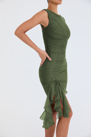 Robin Backless Rushes Midi dress