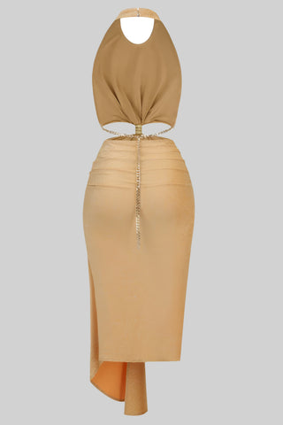 Rosy Slim Fit Backless Midi Dress