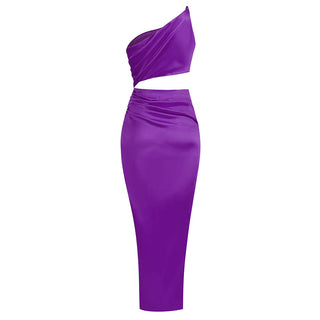 Isabella One Shoulder Satin Long Dress