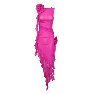 Maddison See Through Flower Midi Dress