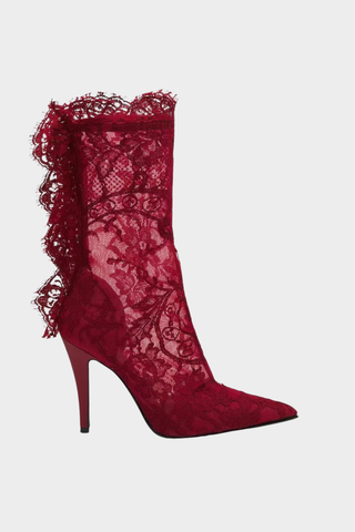 Statement Lace Ankle Boots with Sheer Detail & Stiletto Heel