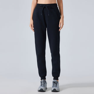 High-Waist Casual Sweatpants with Fleece Lining