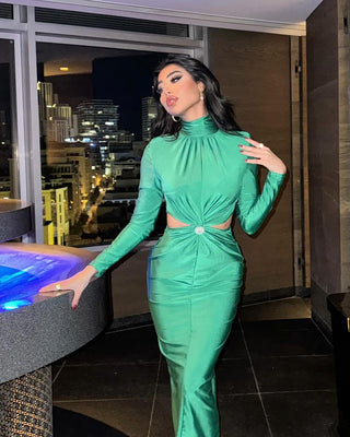 Elegance Backless Satin Long Dress
