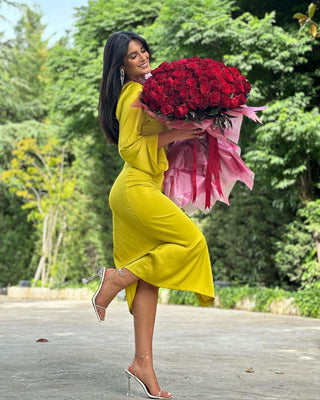 Sylvie One Shoulder Satin Midi Dress