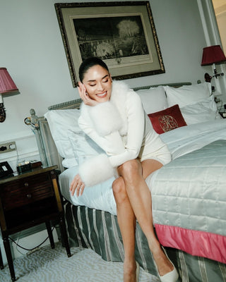 Winter Knit Romper with Faux Fur Accents and Gold Buttons