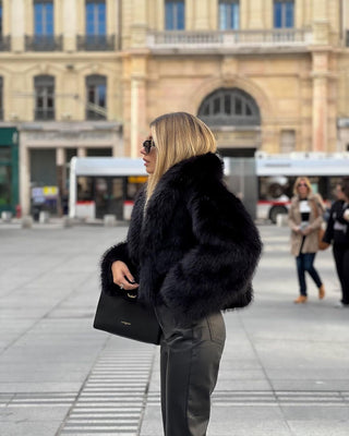 Luxe Black Faux Fur Short Jacket