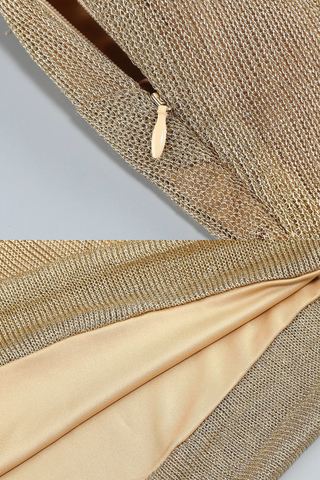 Soleil Drape One-Shoulder Long Dress – Metallic Knit Elegance