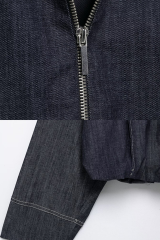 Oversized Zip-Up Denim Bomber Jacket